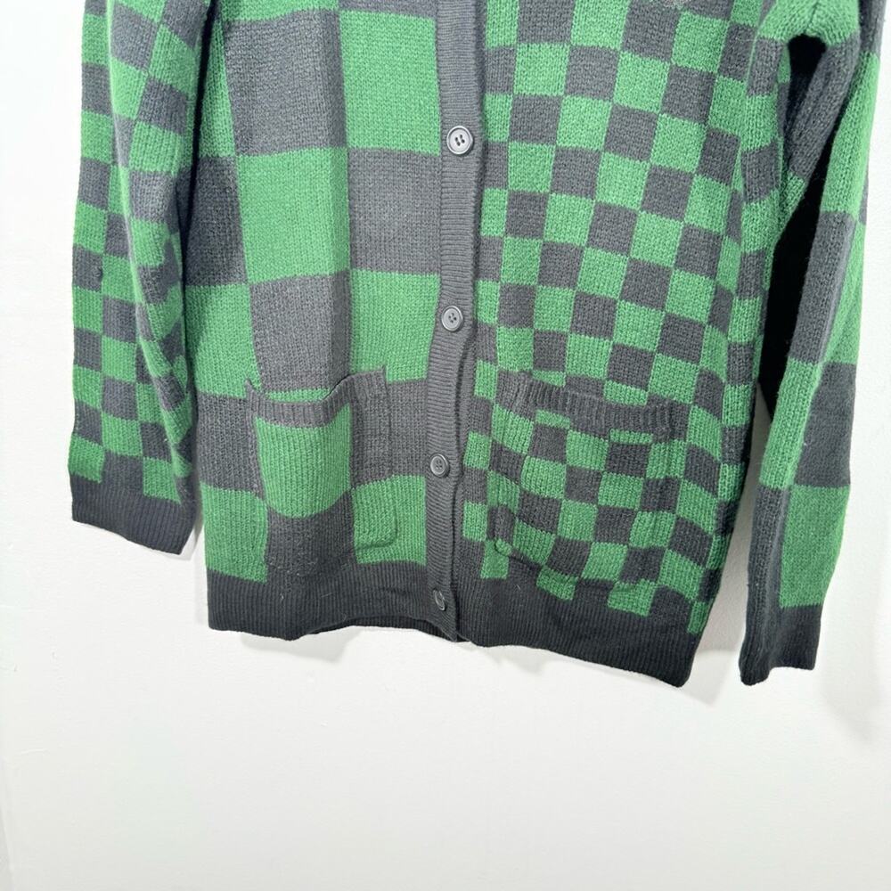 Warner Bros Harry Potter Slytherin Green Black Checkered Sweater Cardigan XS - Picture 7 of 12